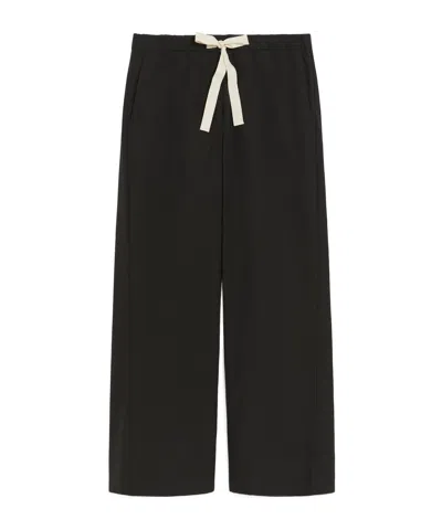 Max Mara Pantalon En Popeline Avec Cordon De Serrage In Black