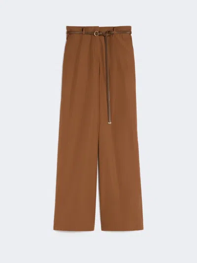 Max Mara Pantalon En Popeline De Coton In Brown