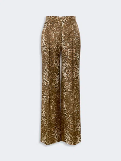 Max Mara Pantalon En Soie Imprimée In Brown