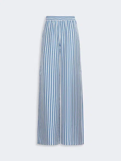 Max Mara Pantalon Fluide En Soie Imprimée In Blue