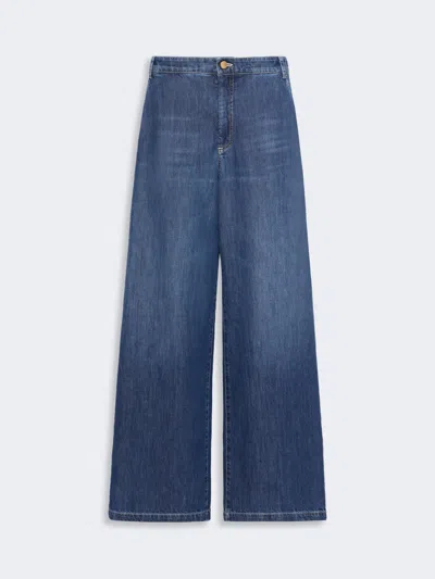 Max Mara Pantalon Jambe Droite En Denim De Coton In Multi