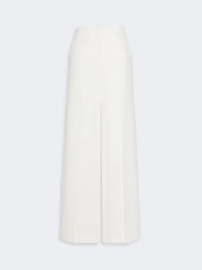 Max Mara Pantalon Jambe Large En Jersey Piqué In White