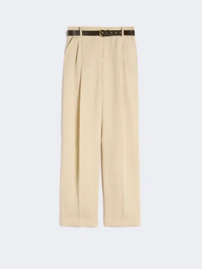 Max Mara Pantalon Large En Batavia De Lin In Nude