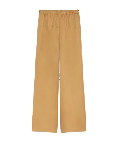Max Mara Pantalon Large En Lin Et Soie In Nude