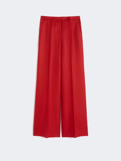 Max Mara Pantalon Large En Lin In Red