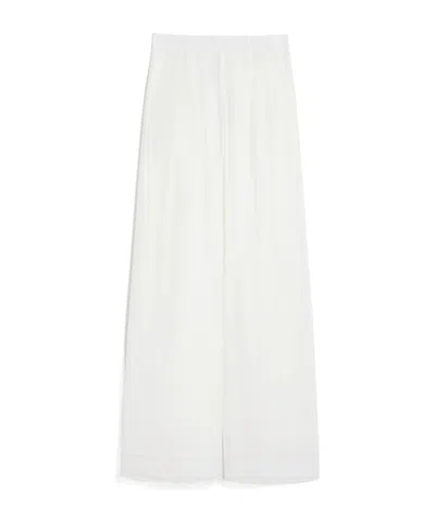Max Mara Pantalón Palazzo De Organza In White