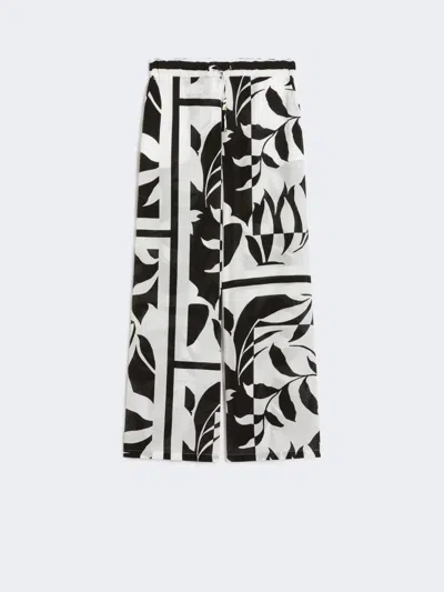 Max Mara Pantalon Palazzo En Soie Imprimée In White