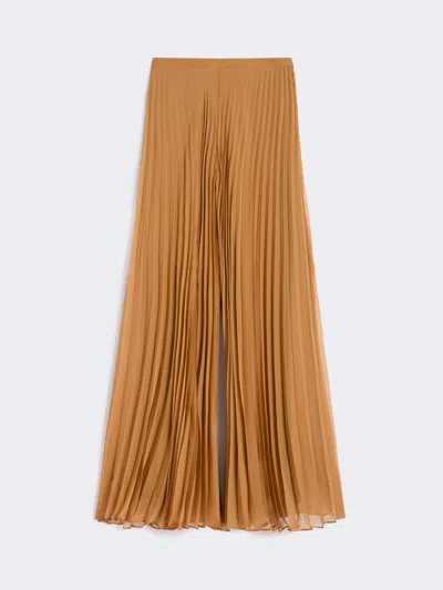 Max Mara Pantalon Plissé En Mousseline In Brown