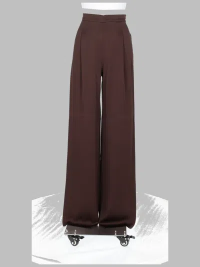 Max Mara Elegante Satin Wide-leg Pants In Brown
