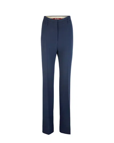 Max Mara Alabama Trousers In Blue Cady