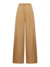 Max Mara Pantalone Ampio In Seta E Lino In Brown