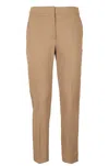 Max Mara Straight-leg Tailored Cotton Pants With Structured Waistband In Beige