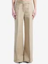 Max Mara Big Pleated Linen Wide-leg Pants In Brown