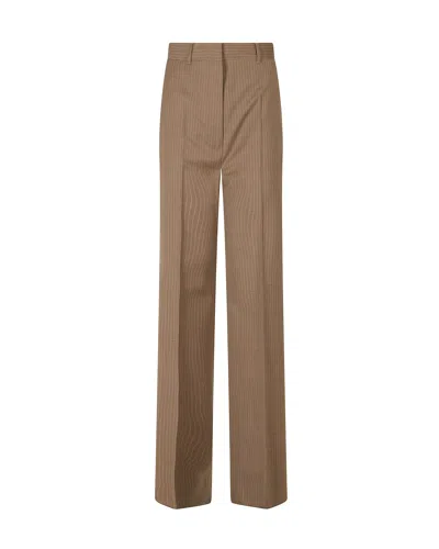 Max Mara Pantalone Cambusa Cammello Gessato In Brown