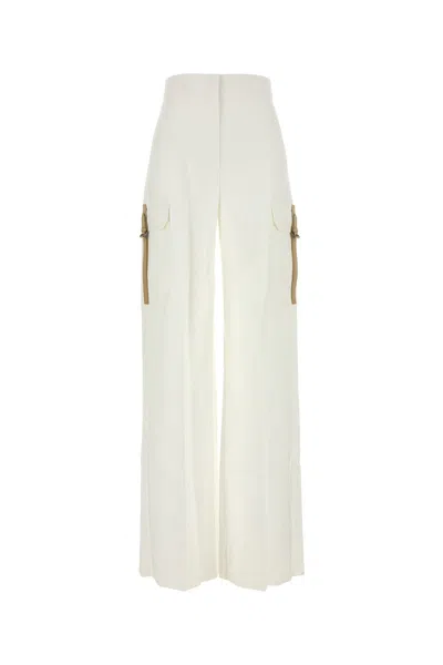 MAX MARA PANTALONE EDDA IN COTONE STRETCH BIANCO DONNA