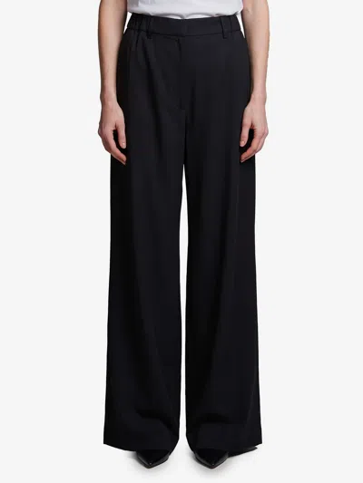 Max Mara Pantalone Editto In Lana Con Cintura In Black