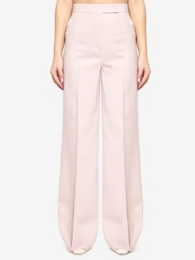 Max Mara Girone Wool Mohair And Silk Trousers In Pink