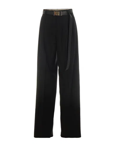 Max Mara Buckle-fastening Pleated Trousers In Black