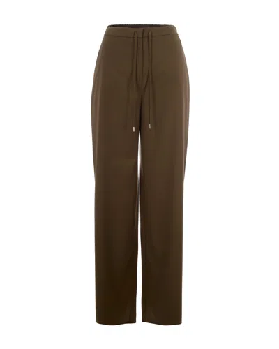 Max Mara Pantalone Jogging Verde Kaki In Brown