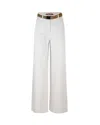 Max Mara Murge Trousers In White Cotton And Linen With Belt In 004