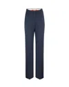 Max Mara Quasar Straight Blue Wool Satin Trousers In 004