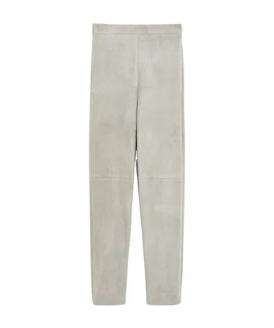 Max Mara Pantalone Skinny In Suede In Gray