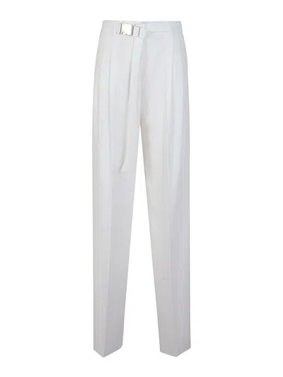 Max Mara Tailored Straight-leg Trousers With Belt Detail In White