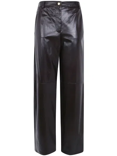 Max Mara Legno Wide-leg Leather Trousers In Black