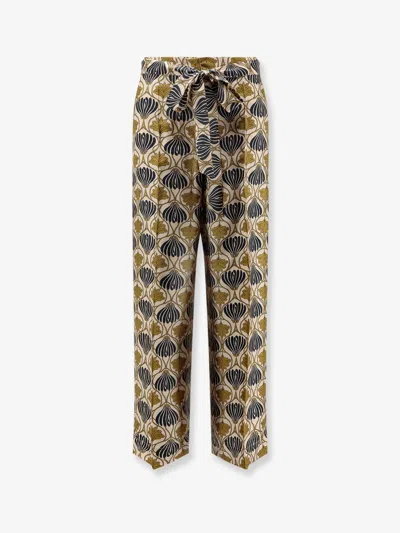 MAX MARA TIMEC MULTICOLOR SILK TROUSERS