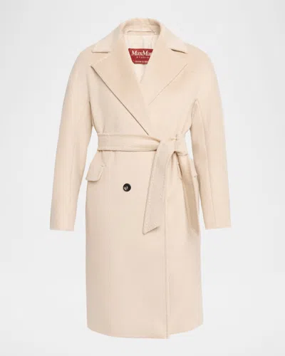 Max Mara Panteon Cashmere-blend Midi Coat In Neutral