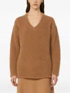 Max Mara Long Sleeve Knitwear V-neckline In Brown