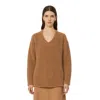 Max Mara Long Sleeve Knitwear V-neckline In Brown