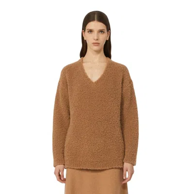 Max Mara Pantera Sweater Camel In Brown