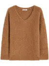Max Mara Long Sleeve Knitwear V-neckline In Brown