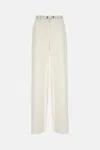 Max Mara Wide Leg Trousers With Leather Belt In White