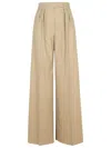 Max Mara Linen Trousers With Pleats In Beige