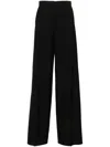 Max Mara Wide-leg Trousers With Tailored Fit And Luxurious Texture In Black