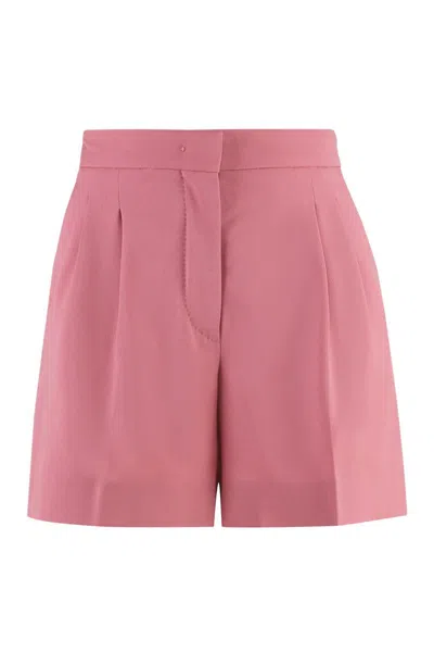 Max Mara Studio Cardiff Wool Shorts In Pink