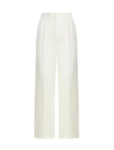 Max Mara Womens Vanilla Avoriaz Exposed-stitching High-rise Wide-leg Stretch-cotton Trousers In White