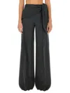 Max Mara Wool Trousers With Bow In Grey