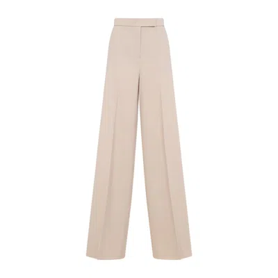 Max Mara Ninfa Gabardine Wide Pants In Beige