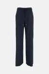 Max Mara Dark Blue Solid Relaxed Fit Pants In Blue