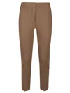 Max Mara Straight-leg Tailored Cotton Pants With Structured Waistband In Brown