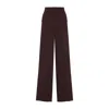 Max Mara Wide Leg High Waist Trousers With Side Stripe In Burgundy