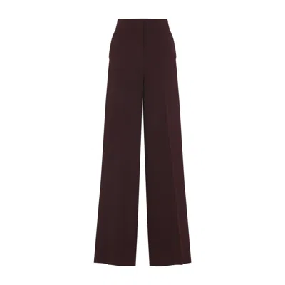 Max Mara Wide Leg High Waist Trousers With Side Stripe In Burgundy