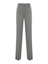 Max Mara Quasar Trousers In Wool Crepe Satin In Gray