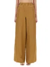 Max Mara Wide Linen And Silk Trousers In Beige