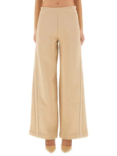 Max Mara High-waisted Wide-leg Trousers Belt Loops In Nude