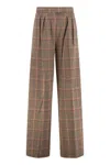 Max Mara Pants In Prince Of Wales Jersey In Brown