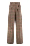 Max Mara Pants In Prince Of Wales Jersey In Brown